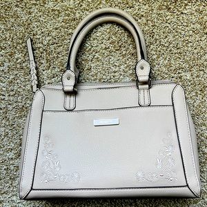Rossetti tan floral embroidery handbag with shoulder strap - new without tags